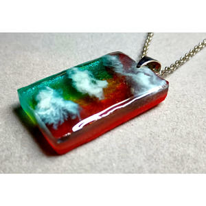 Handmade Resin Block Pendant - Jamaican Clouds